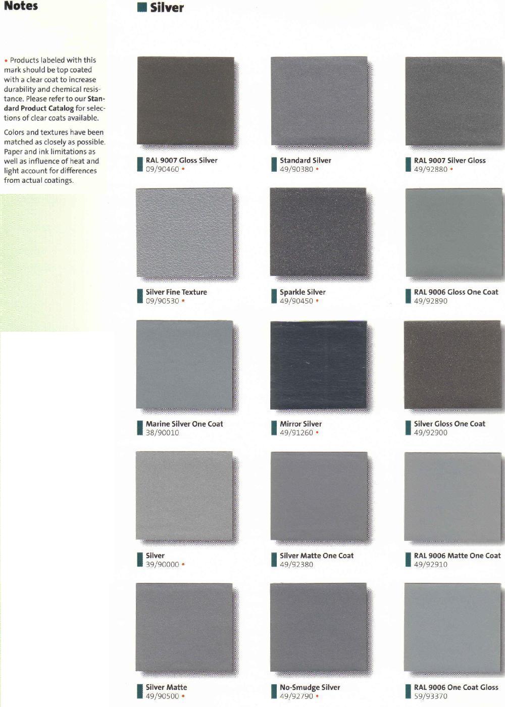 Metallic Powder Coat Color Chart